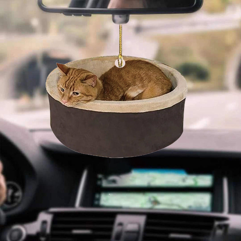 Whimsical Cat Car Pendant