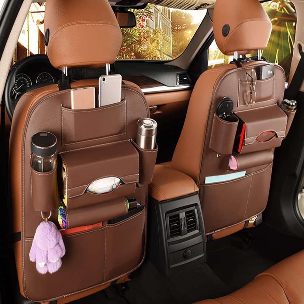 ASENDIWAY PU Leather Backseat Car Organizer