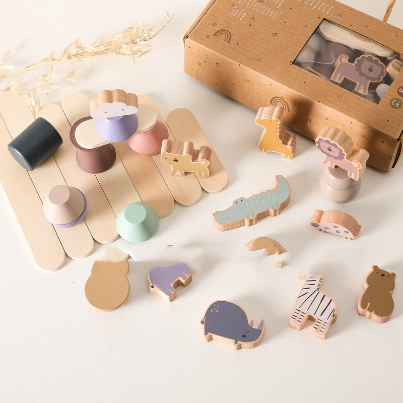 Montessori Wooden Animal Stacking Toy
