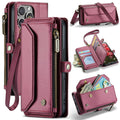iPhone 16 Pro Multifunctional Wallet Case with RFID Protection & Stand (Red)