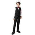 Boys Formal Black Suit Set with Vest and Tie Size 14