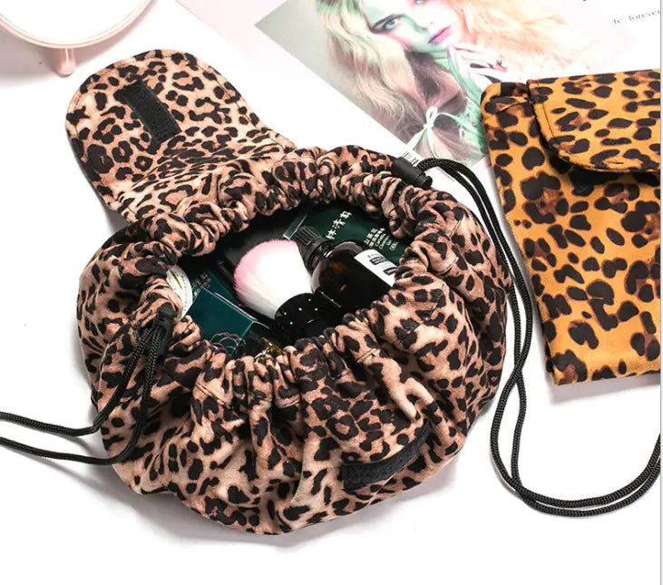Lay-flat drawstring makeup organizer bag — view 5