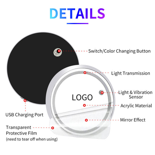 2-Pack USB Rechargeable LED Car Cup Holder Coasters