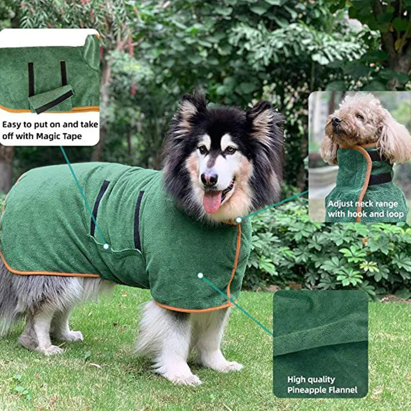 Quick-Dry Microfiber Pet Bathrobe