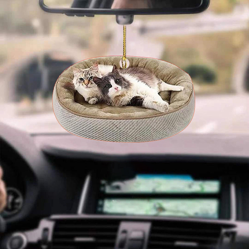 Whimsical Cat Car Pendant
