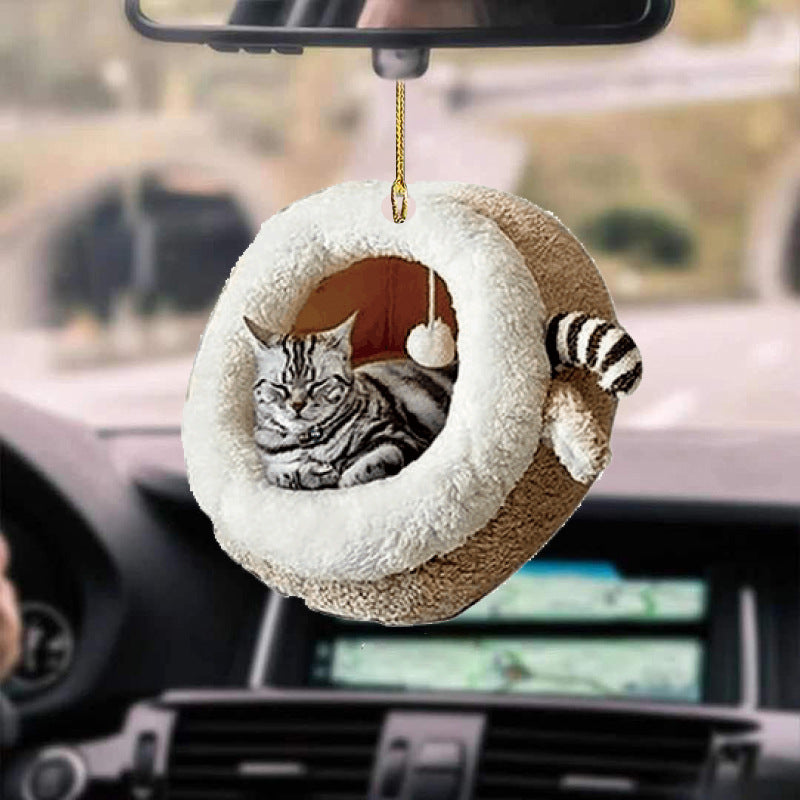 Whimsical Cat Car Pendant