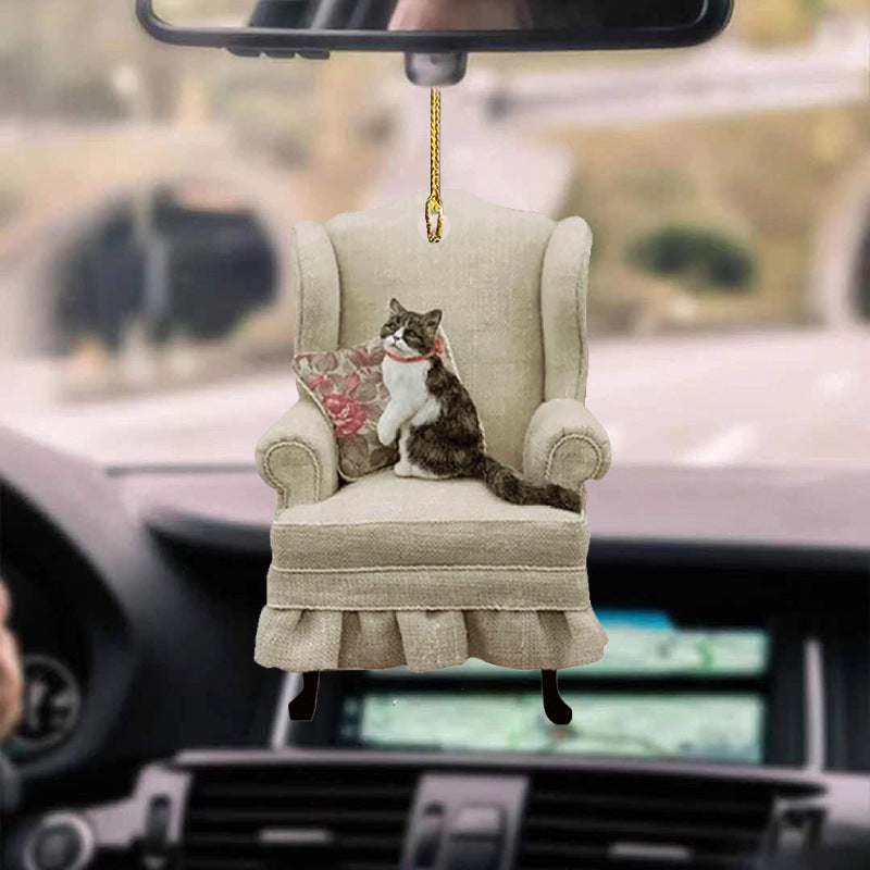 Whimsical Cat Car Pendant