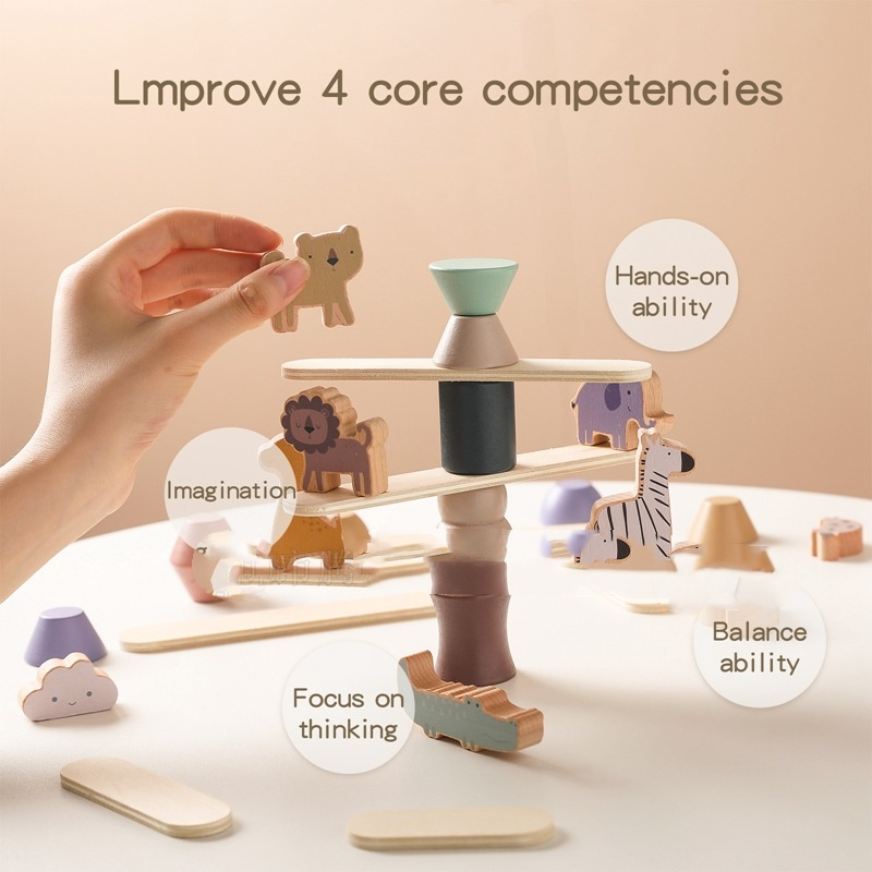 Montessori Wooden Animal Stacking Toy