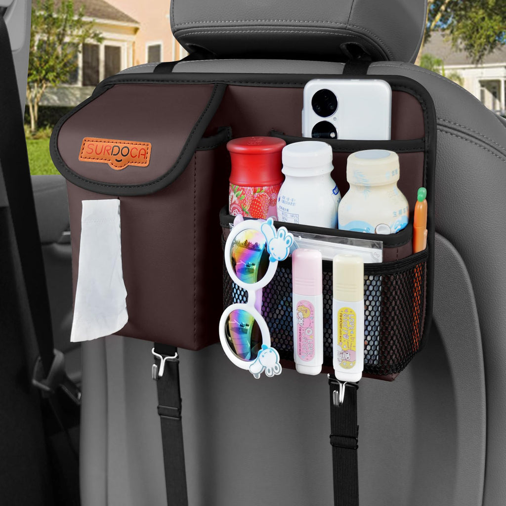 SURDOCA Leather Car Caddy with Cup Holder
