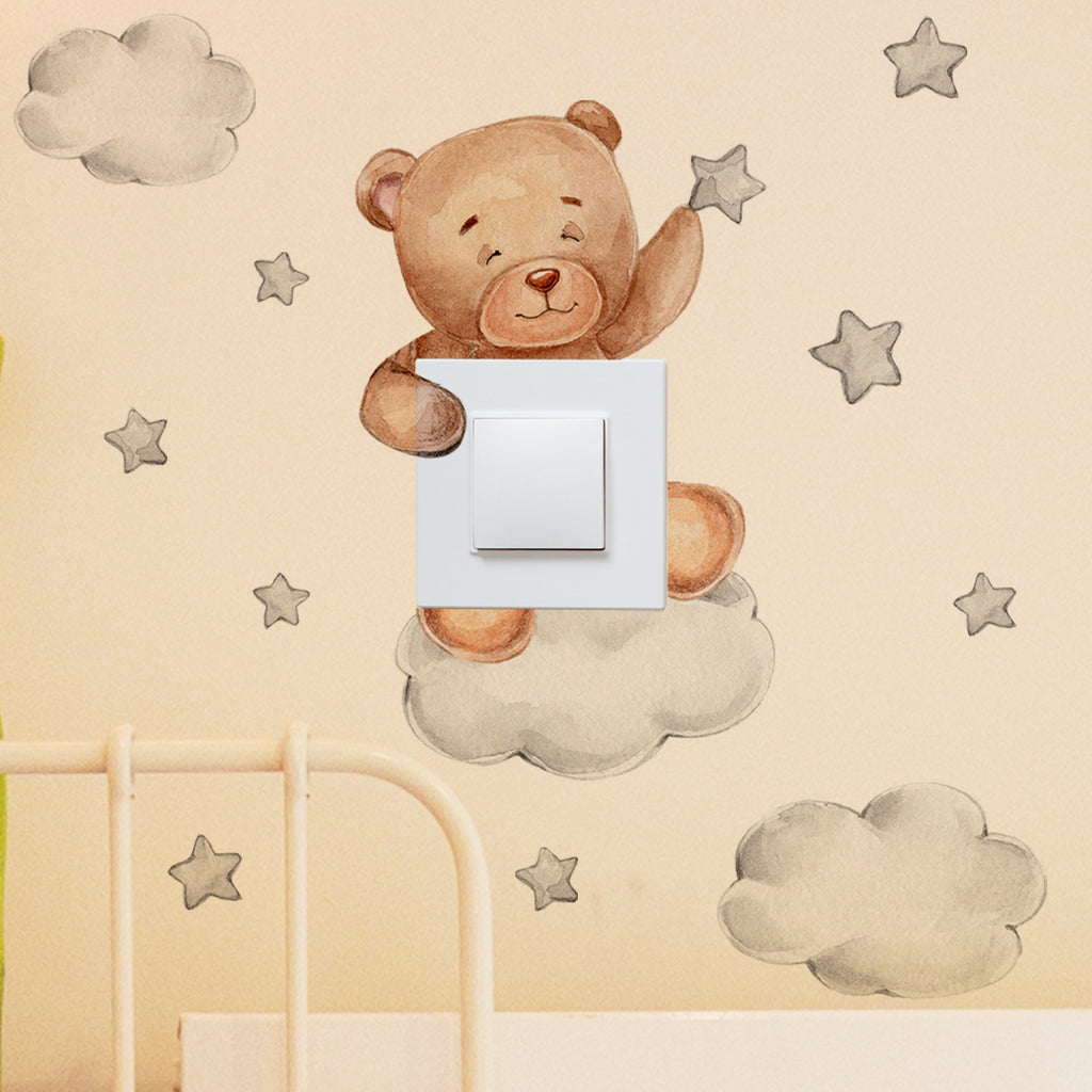 Cartoon Bear Star Switch Sticker For Kids' Room Decor
