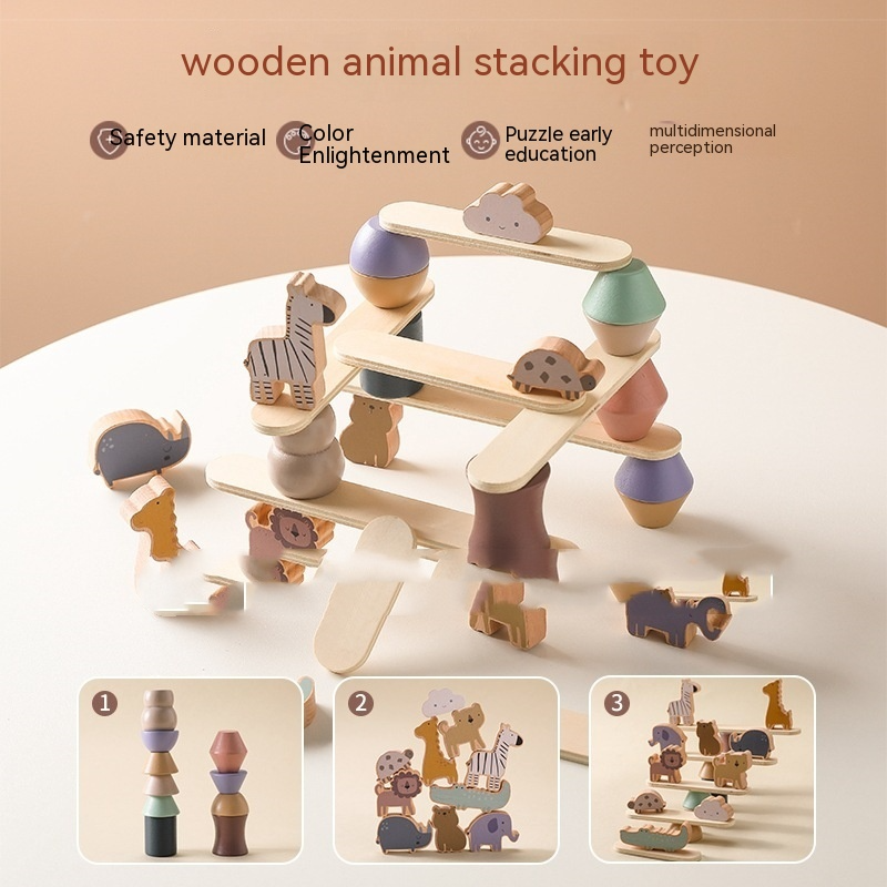 Montessori Wooden Animal Stacking Toy