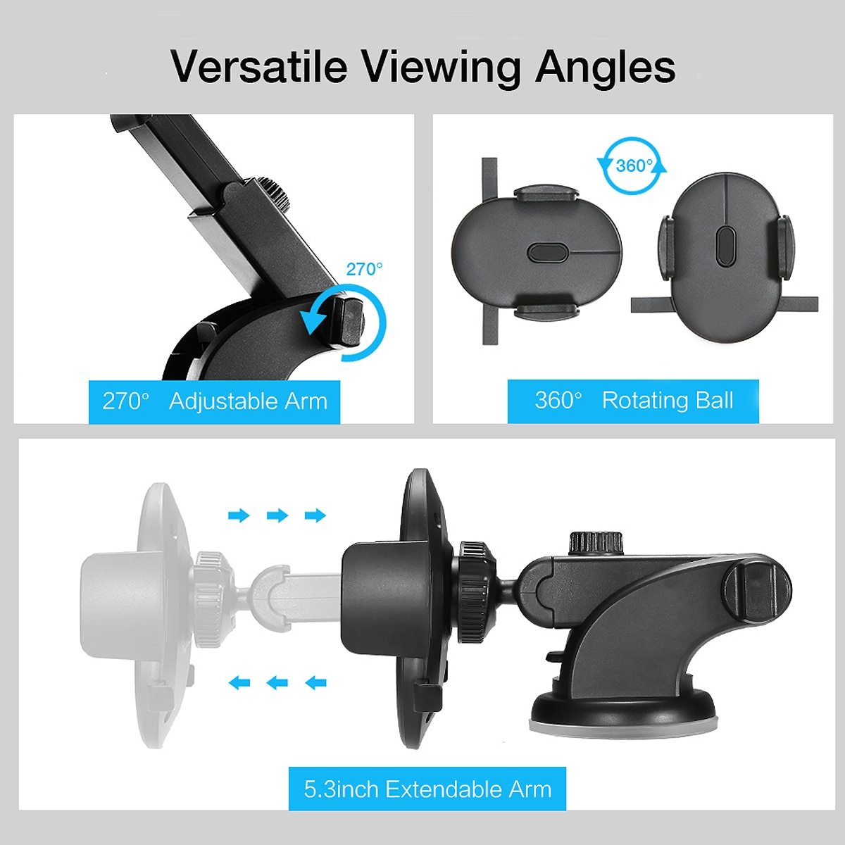 Telescopic 360° Dashboard & Windshield Phone Mount