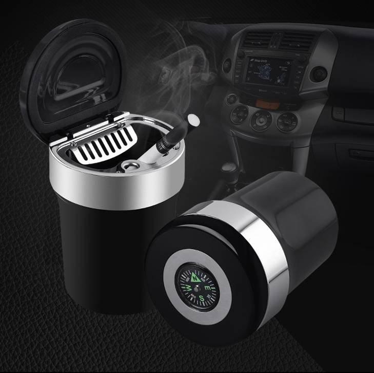 Auto Ashtray with Compass & LED Light