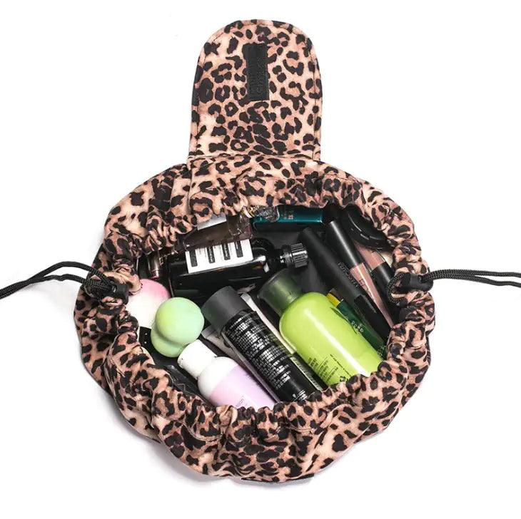 Lay-flat drawstring makeup organizer bag — view 3