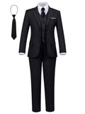 Boys 5-Piece Slim Fit Formal Suit Set - Size 5 Black