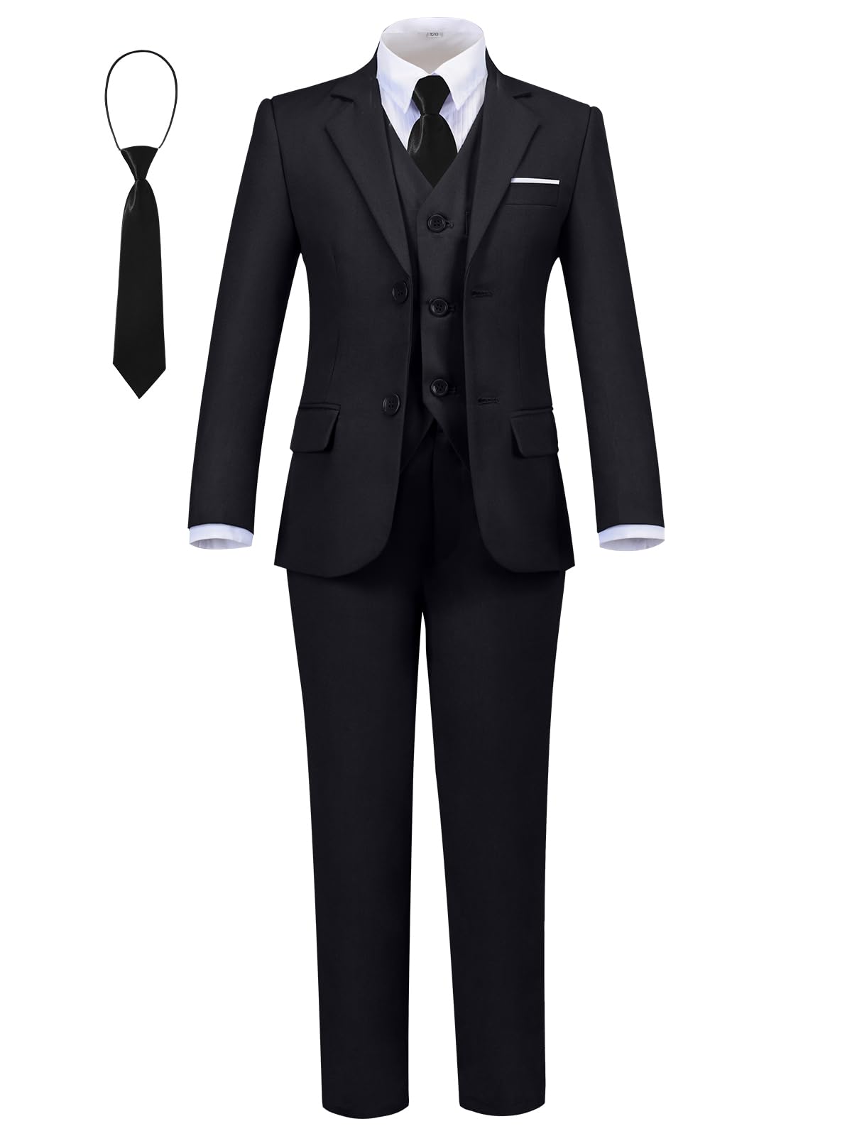 Boys 5-Piece Slim Fit Formal Suit Set - Size 5 Black