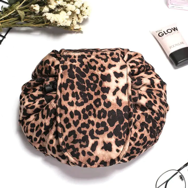 Lay-flat drawstring makeup organizer bag — view 4